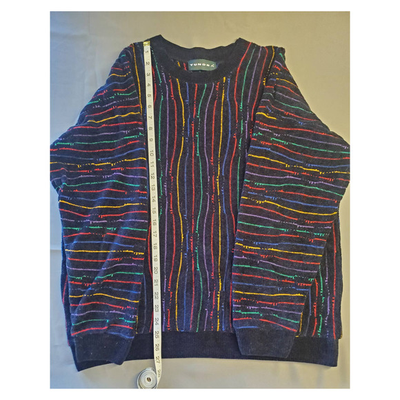 Vintage Tundra Textured Rainbow Stripe 90s Coogi-Stryle Men's Sweater L/G - Picture 4 of 7